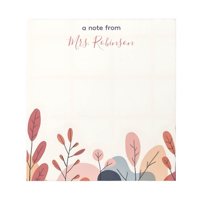 Bloco De Notas Abstrato Suave Formas de Apreciação Personalizada  (Frente)