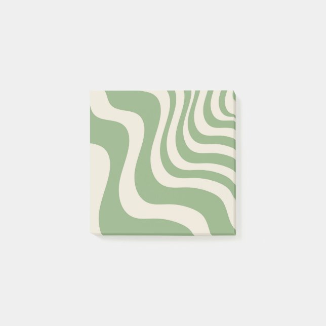 Bloco De Notas Abstrato Verde com faixa de onda mínima Primavera (Frente)
