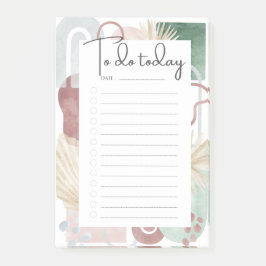 Bloco De Notas Abstrato Verde e Mauve Formas de Lista de Ações a 