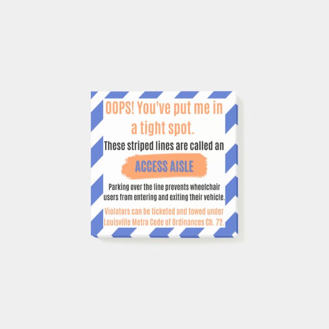 Bloco De Notas Access Aisle Sticker para Louisville, Kentucky (Frente)