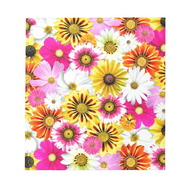 Bloco De Notas Acessórios com padrão de flores rosa e amarelo des (Frente)