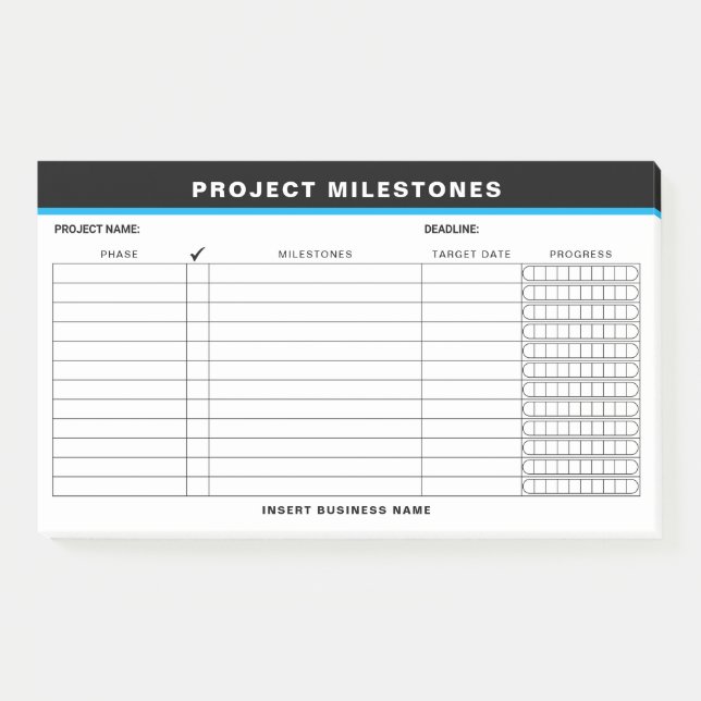 Bloco De Notas Add Name Project Milestones Tracker Sticky Notes (Frente)