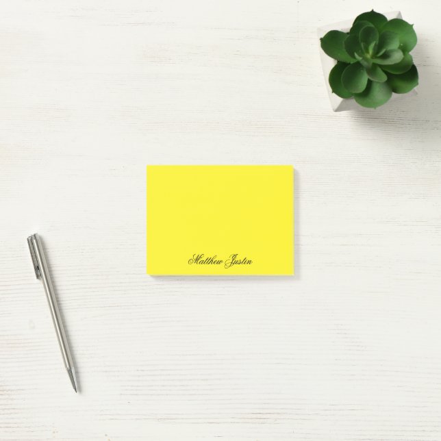 Bloco De Notas Add Your Name to Custom Neon Yellow Stationery (Escritótio)