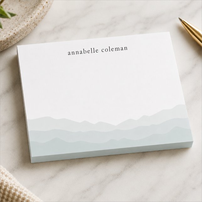 Bloco de Notas Adesivas com Efeito Ombre de Aquare (Personalized blue watercolor Post-it Notes with a soft ombre landscape detail for desks.)