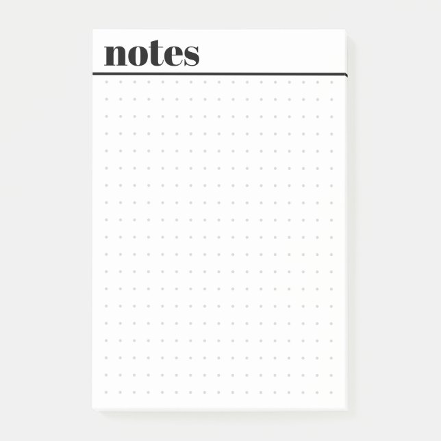 Bloco de Notas Adesivas de Grade de Pontos Minimal (Frente)