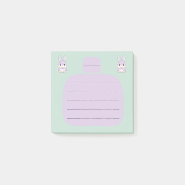 Bloco de Notas Adesivas Lavanda Fofa Kawaii com Co (Frente)