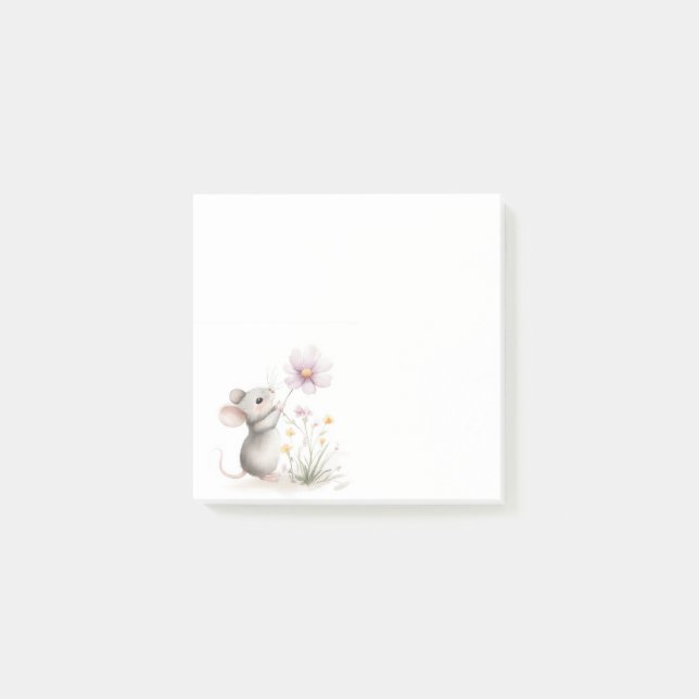 Bloco de Notas Adesivas Mouse Aquarela (Frente)