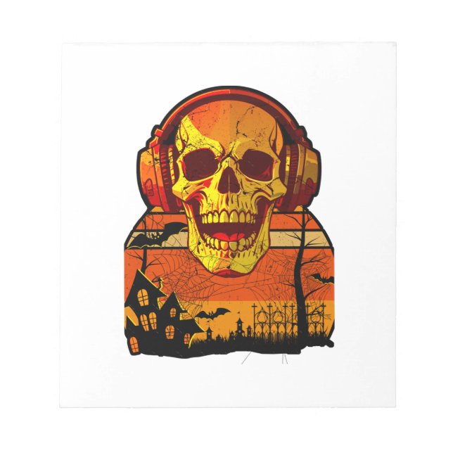 Bloco De Notas Adesivo de Caveira Retro Hallowen (Frente)