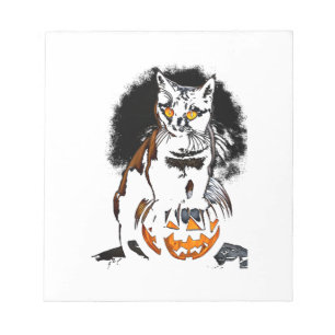 Bloco De Notas Adesivo de Gato Preto do Halloween1