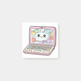 Bloco De Notas Adesivo de Vibrações de Estudo de Laptop Pastel Ka