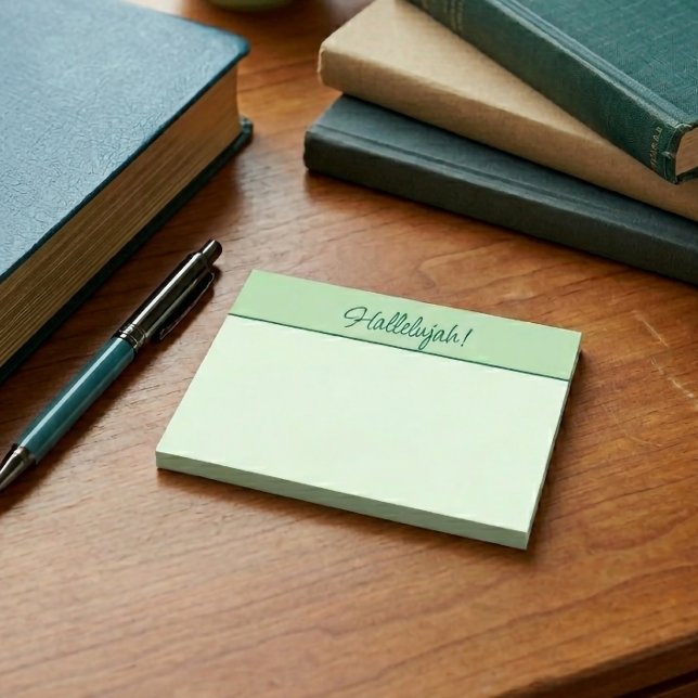 Bloco de Notas Adesivo Louvor Cristão Verde (Christian Hallelujah Sticky Notepad Green)