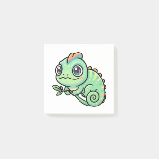 Bloco De Notas Adesivo Post-it de Camaleão Verde Bebê Fofo