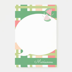 Bloco De Notas Adesivos Cute Melancia Xadrez Bolha