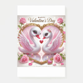 Bloco De Notas Adesivos de Natal Cor-de-Rosa Cisne Valentão Fofo