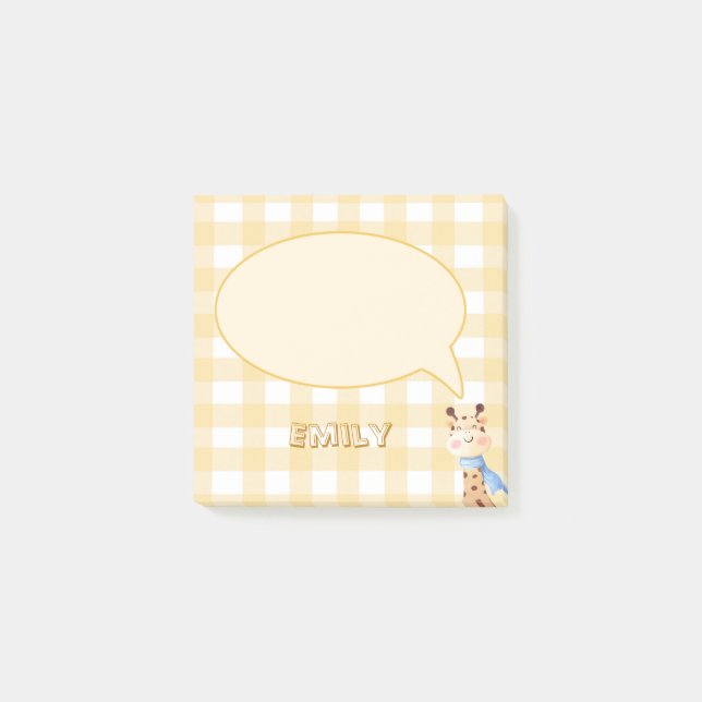 Bloco De Notas Adesivos de notas Post-It laranja pastel xadrez fo (Frente)
