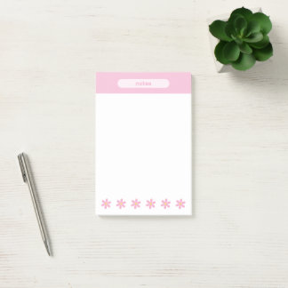 Bloco De Notas Adesivos Post-it Florais Rosa Pastel Fofos