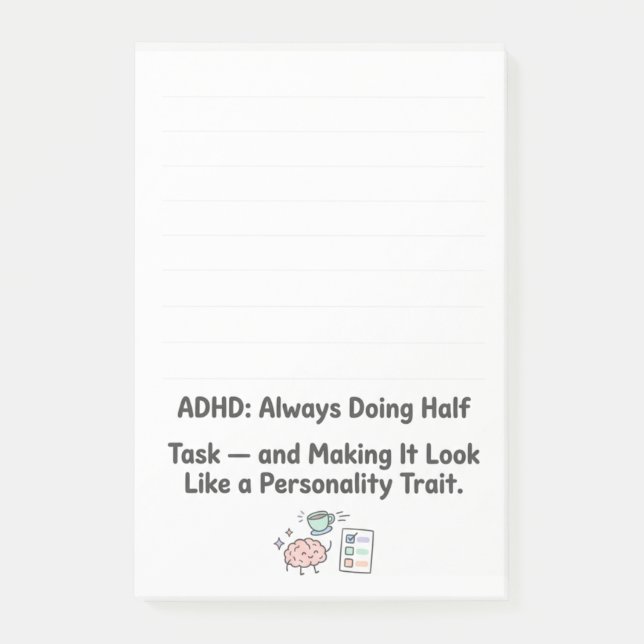 Bloco De Notas ADHD Funny Acronym Focus & Task Management  (Frente)