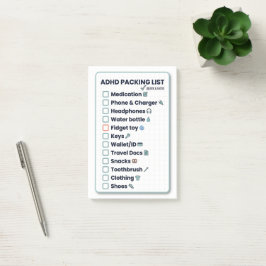 Bloco De Notas ADHD Packing List Minimalist Travel Checklist