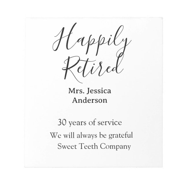 Bloco De Notas Adição de aposentadoria feliz anos de serviço apos (Frente)