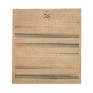 Bloco De Notas Adicione Seu Logotipo Folha Música Vintage em Bran