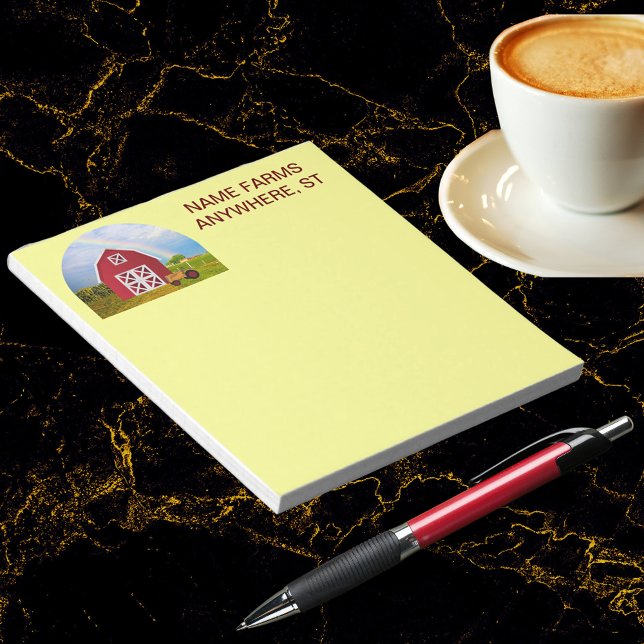 Bloco De Notas Adicione seu nome à Red Barn com Blue Sky (Add Your Name to Red Barn with Blue Sky Notepad)