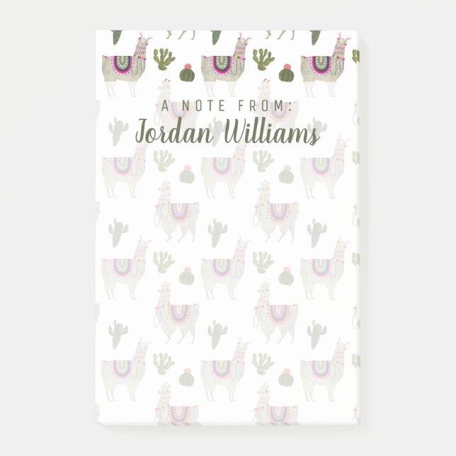 Bloco De Notas Adicione seu nome | Coleção Llamarama | Cute Llama (Frente)
