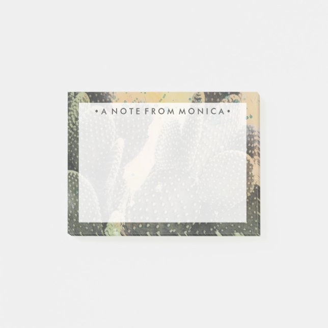 Bloco De Notas Adicione seu nome | Desert Cactus | Frente Verde (Frente)