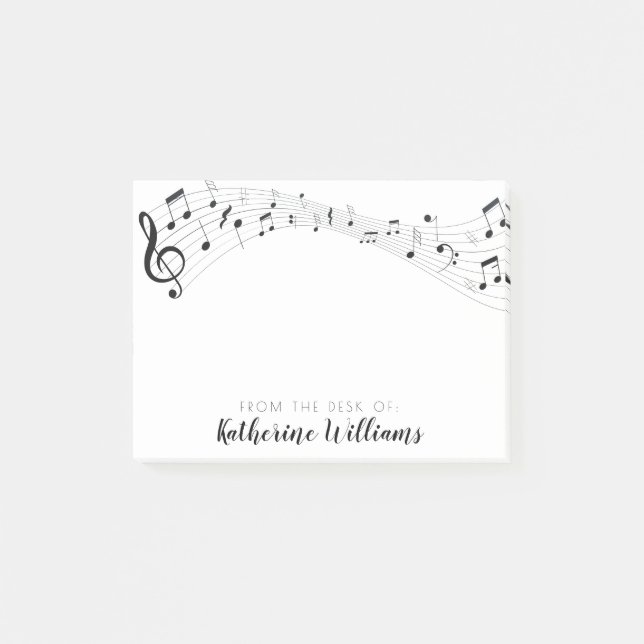 Bloco De Notas Adicione seu nome | Fluxo Musical de Notas (Frente)