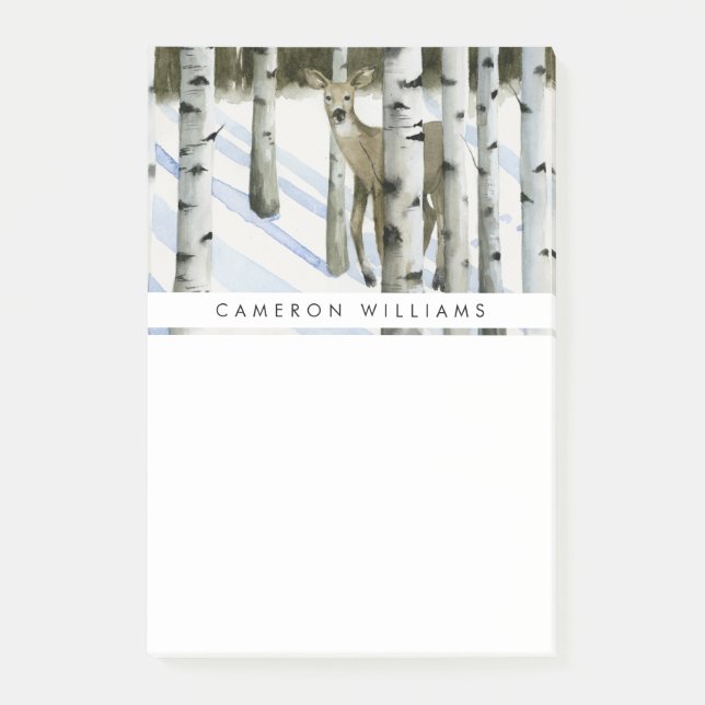 Bloco De Notas Adicione seu nome | Veado em neve (Frente)