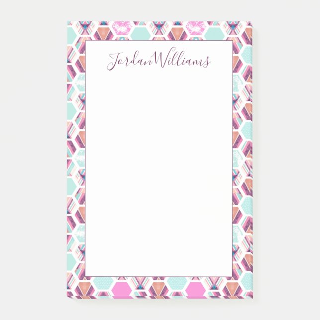 Bloco De Notas Adicione seu teste padrão conhecido do hexágono da (Frente)