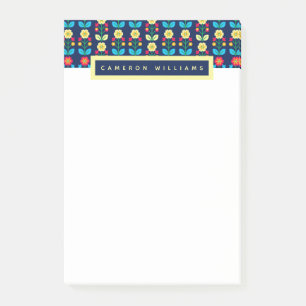 Bloco De Notas Adicione seu teste padrão floral colorido