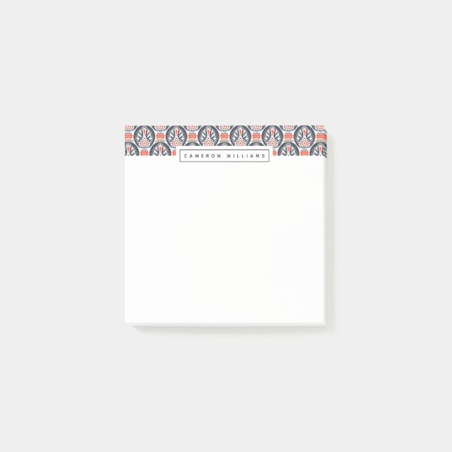 Bloco De Notas Adicione seu teste padrão | floral conhecido da (Frente)