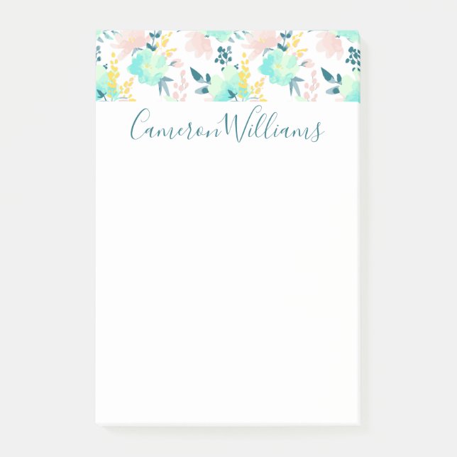 Bloco De Notas Adicione seu teste padrão | floral conhecido da (Frente)