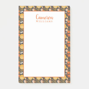 Bloco De Notas Adicione seu teste padrão floral retro   clássic