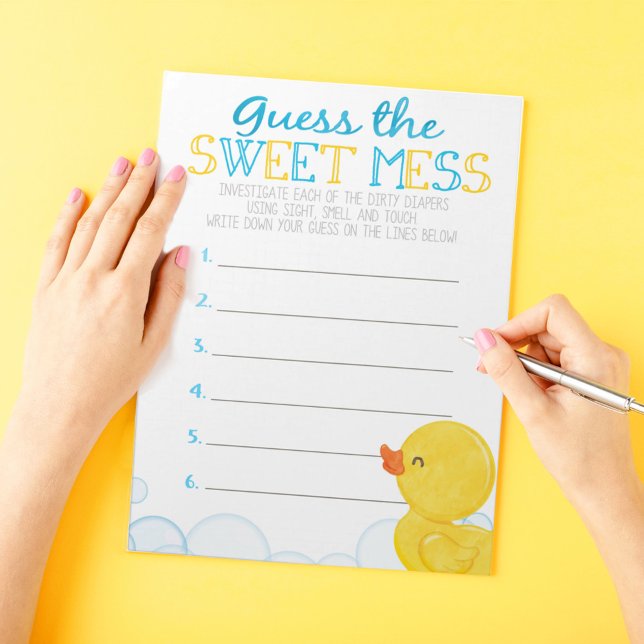 Bloco De Notas Adivinhem A Resposta Do Jogo De Pato De Borracha D (Guess the Sweet Mess Watercolor Rubber Duck Baby Shower Game Pack of 40 Answer Sheets)