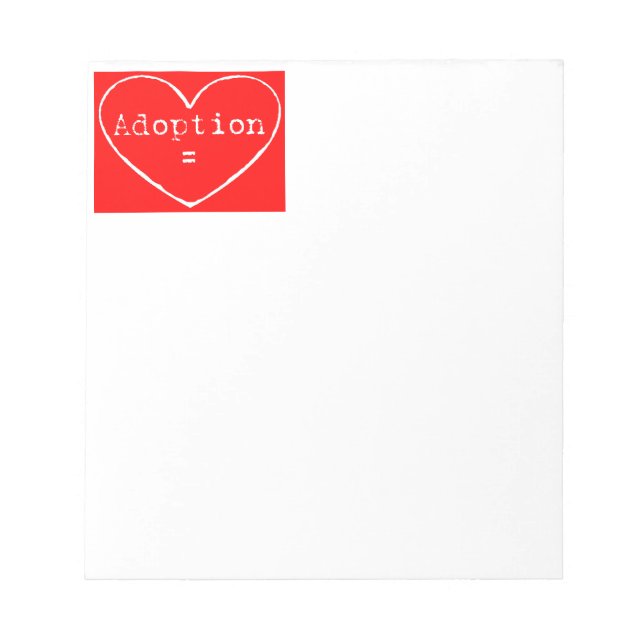 Bloco De Notas Adoção = Branco do Amor em Vermelho (Frente)