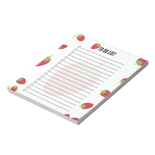 Bloco de Notas Adocicado de Tarefas com Morango (Invertido)