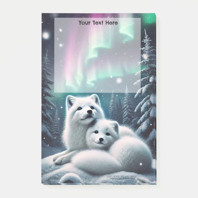 Bloco De Notas Adorando Raposas Árcticas Luzes de Norte Neves For (Frente)