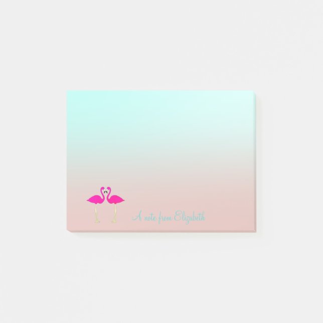 Bloco De Notas Adoráveis Flamingos Rosa Apaixonados-Personalizado (Frente)