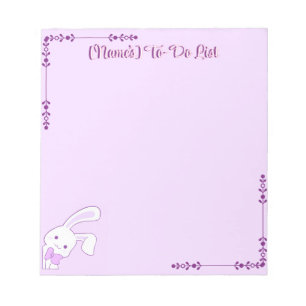 Bloco De Notas Adorável Kawaii Pastel Roxo Bunny de Orelha Caída 