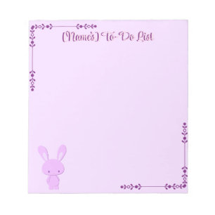 Bloco De Notas Adorável Kawaii Pastel Roxo Coelho Em Pé Personali