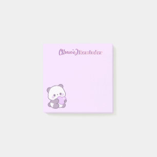 Bloco De Notas Adorável Panda Roxo Pastel Kawaii com Coração Pers
