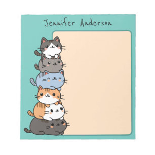 Bloco De Notas Adorável Pilha de Gatos Kawaii Personalizada