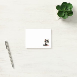 Bloco De Notas Adorável Tuxedo Kitten com Flores