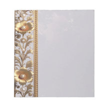 Bloco de Notas Adorno Floral Dourado