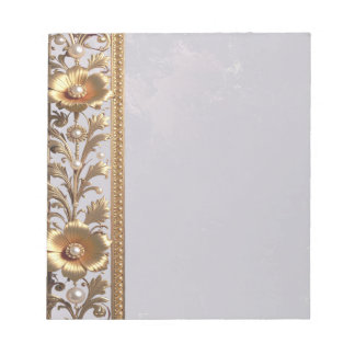 Bloco de Notas Adorno Floral Dourado