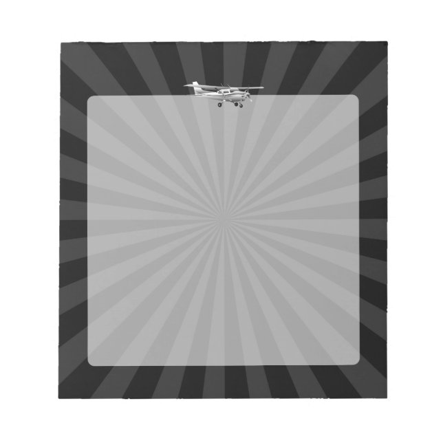 Bloco De Notas Aeronave Clássica Cessna Silhueta Explosão Solar (Frente)