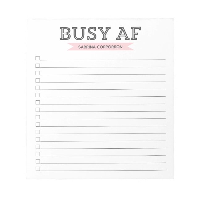 Bloco De Notas AF Ocupado | Tipografia Moderna Trendy | Caixas co (Frente)