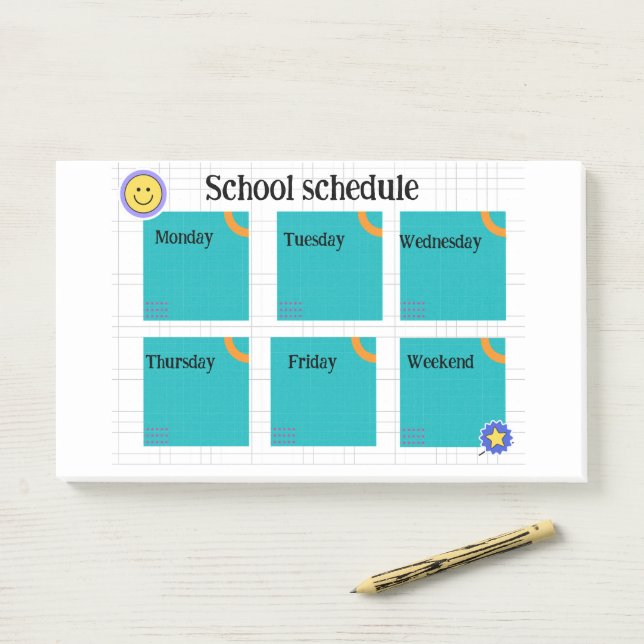 Bloco De Notas Agenda de aula divertida e colorida (Na mesa)
