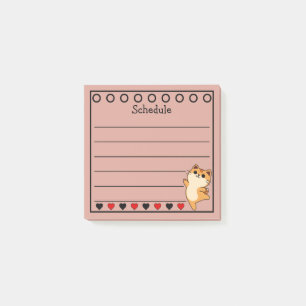 Bloco De Notas Agenda do Gato Laranja Gengibre Rosa